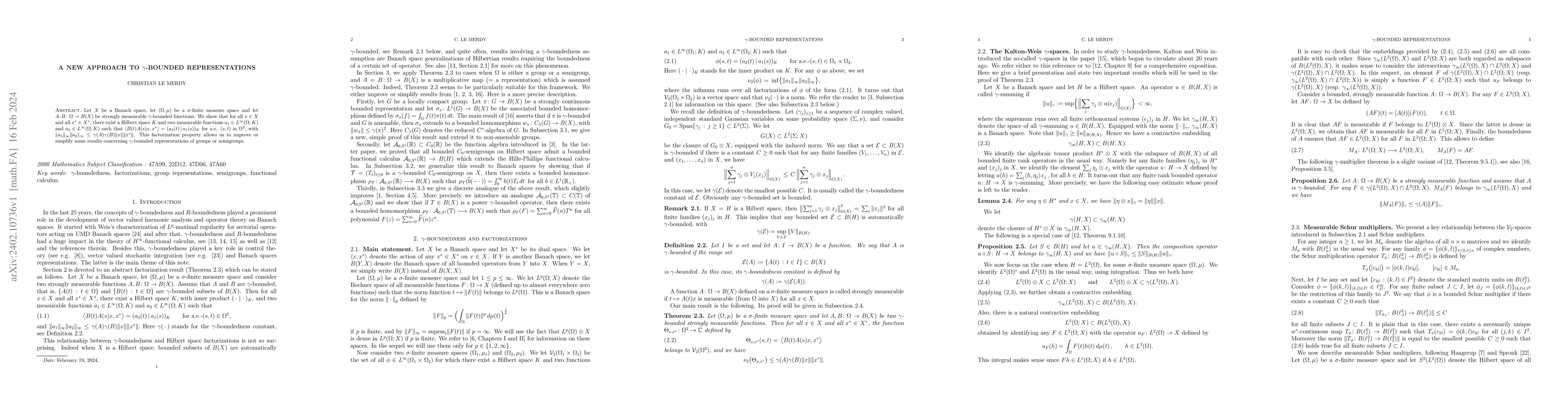Thumbnail for A new approach to $\gamma$-bounded representations
