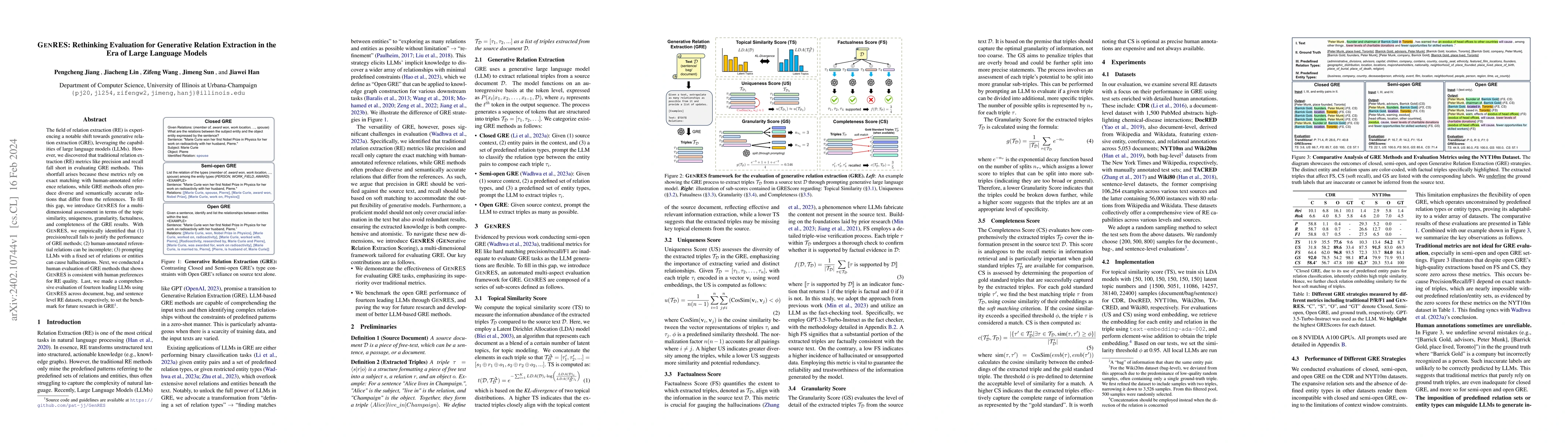 Thumbnail for GenRES: Rethinking Evaluation for Generative Relation Extraction in the
  Era of Large Language Models