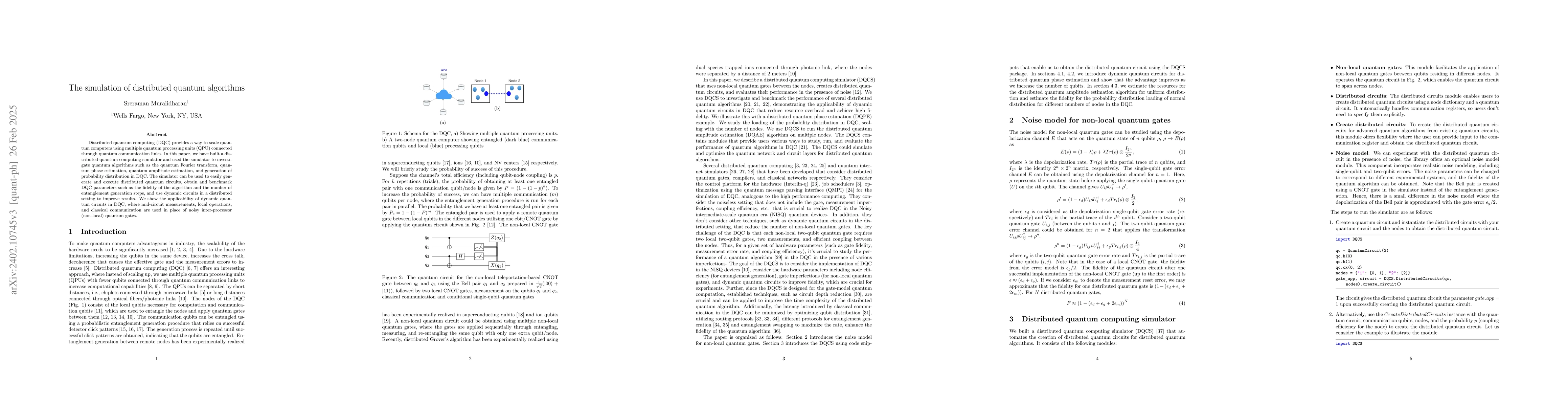 Thumbnail for The simulation of distributed quantum algorithms