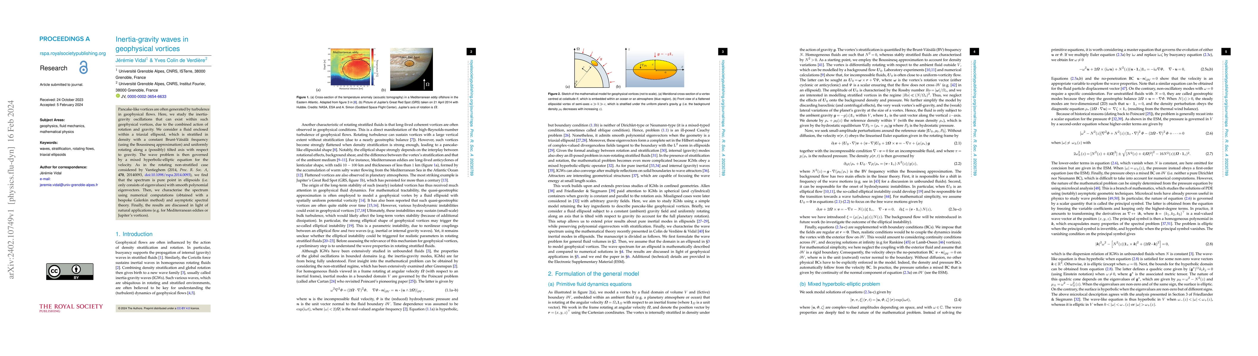 Thumbnail for Inertia-gravity waves in geophysical vortices