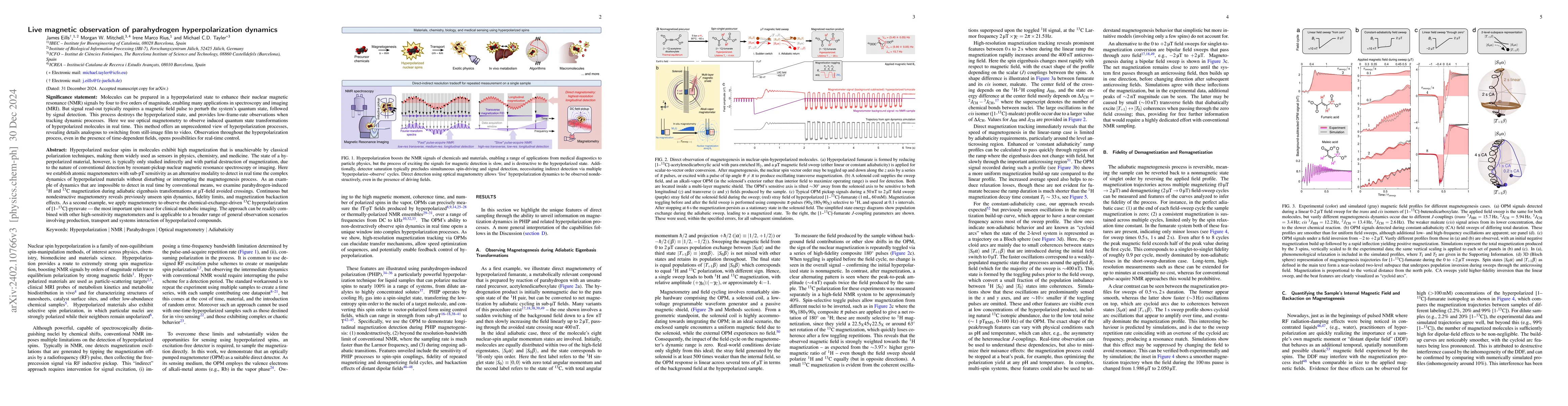 Thumbnail for Live magnetic observation of parahydrogen hyperpolarization dynamics