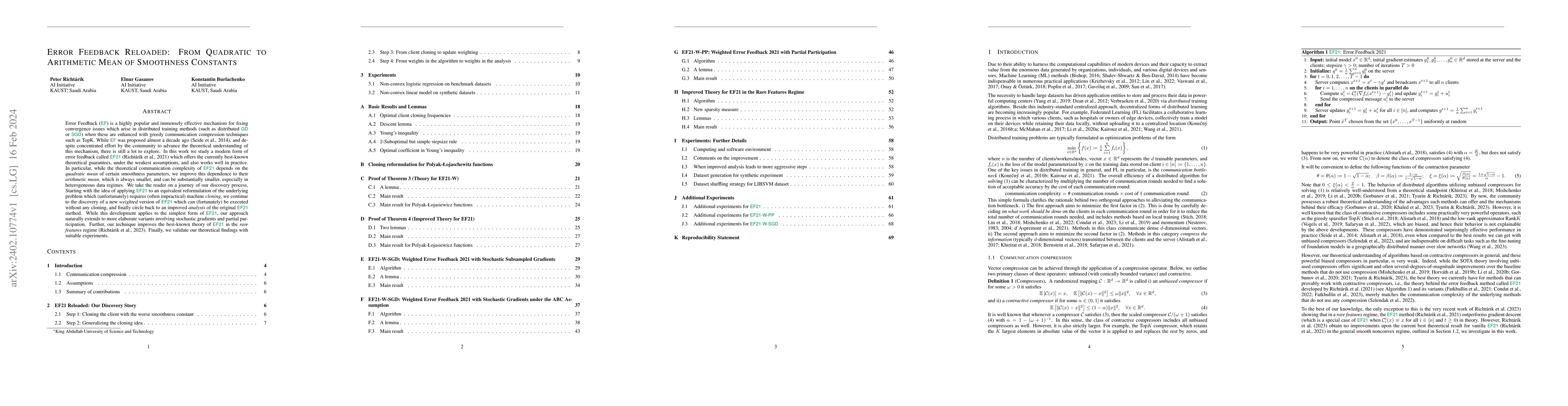 Thumbnail for Error Feedback Reloaded: From Quadratic to Arithmetic Mean of Smoothness
  Constants