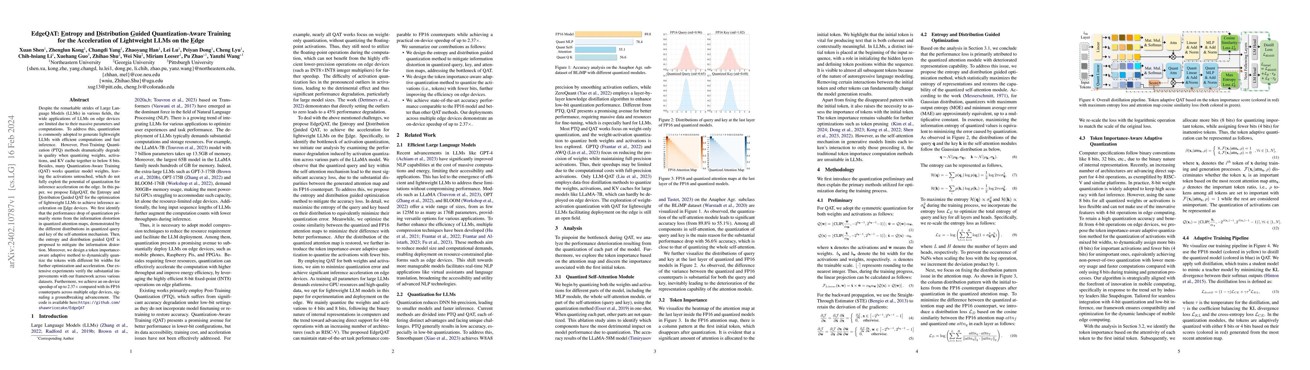 Thumbnail for EdgeQAT: Entropy and Distribution Guided Quantization-Aware Training for
  the Acceleration of Lightweight LLMs on the Edge