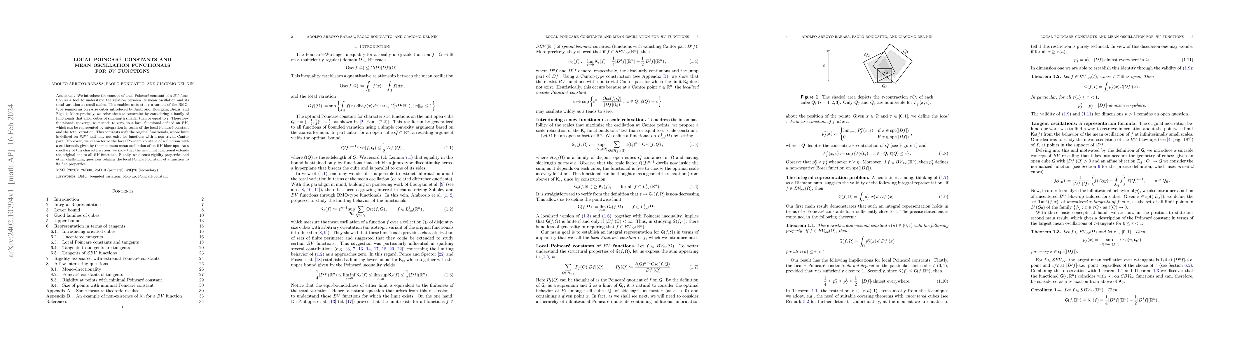 Thumbnail for Local Poincar\'e constants and mean oscillation functionals for $BV$
  functions