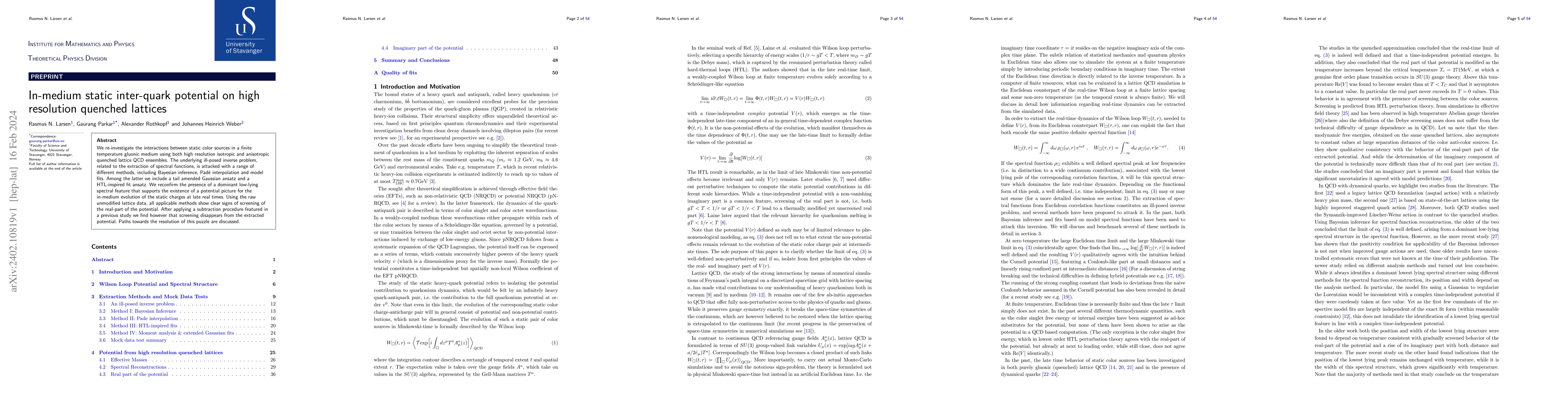 Thumbnail for In-medium static inter-quark potential on high resolution quenched
  lattices