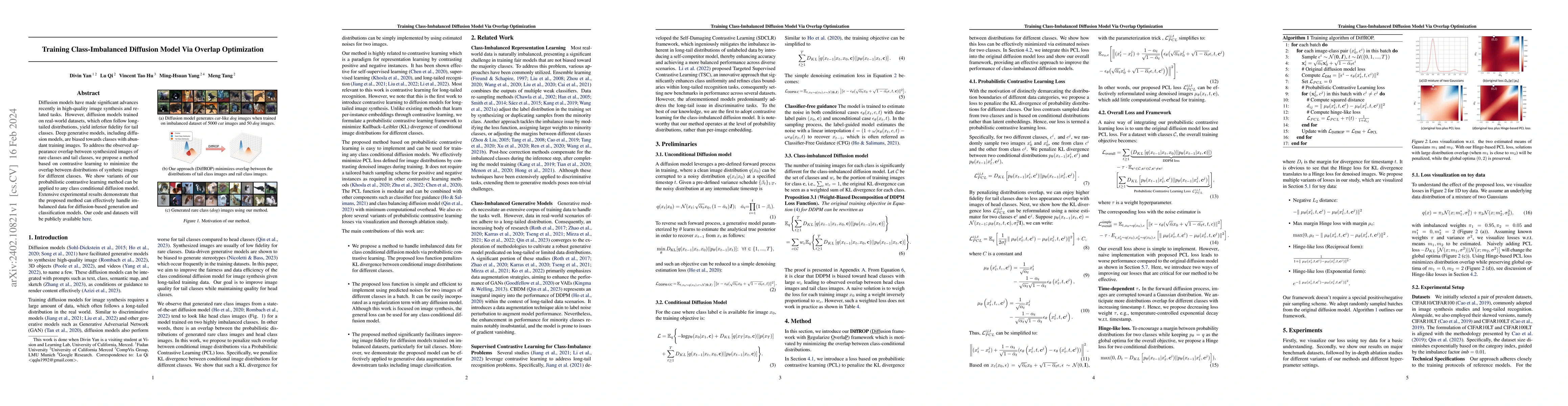 Thumbnail for Training Class-Imbalanced Diffusion Model Via Overlap Optimization