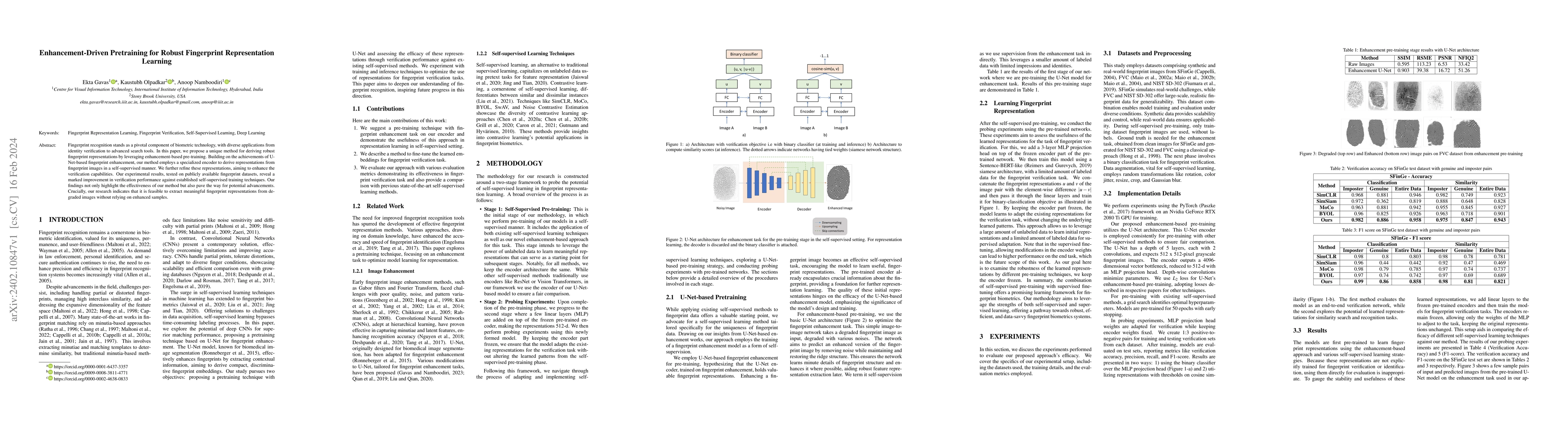 Thumbnail for Enhancement-Driven Pretraining for Robust Fingerprint Representation
  Learning