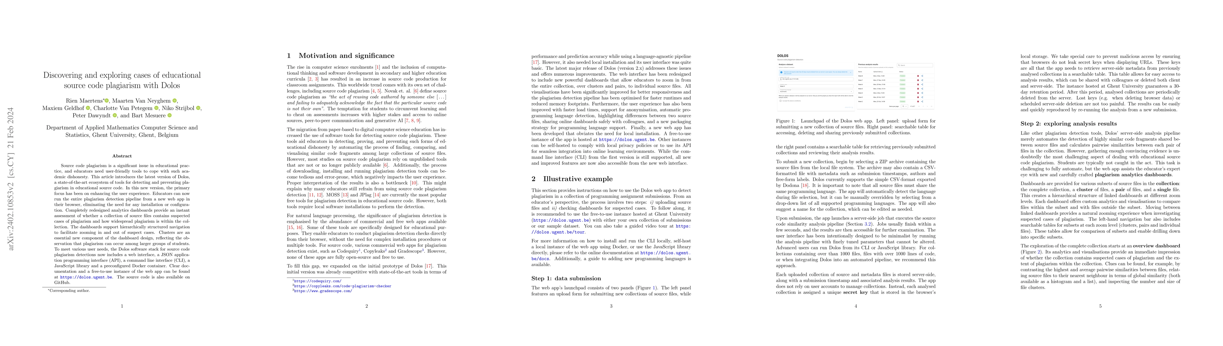 Thumbnail for Discovering and exploring cases of educational source code plagiarism
  with Dolos