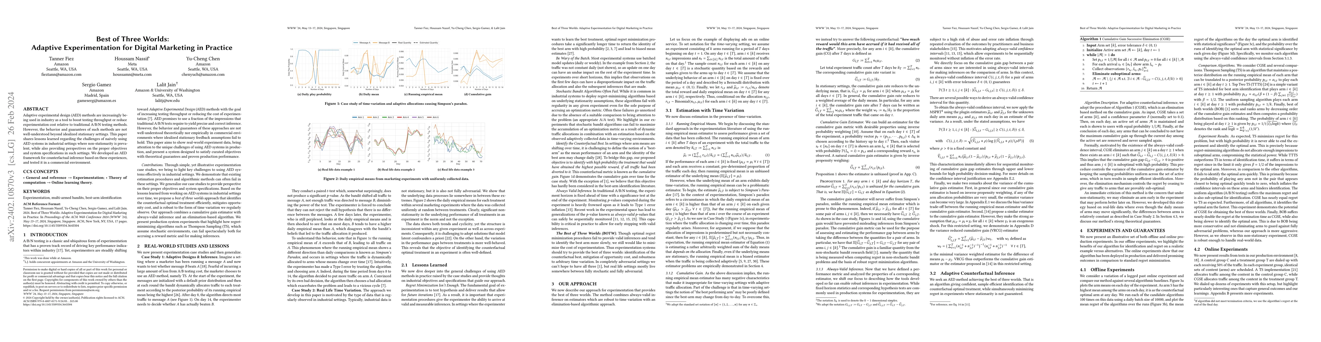 Thumbnail for Best of Three Worlds: Adaptive Experimentation for Digital Marketing in
  Practice