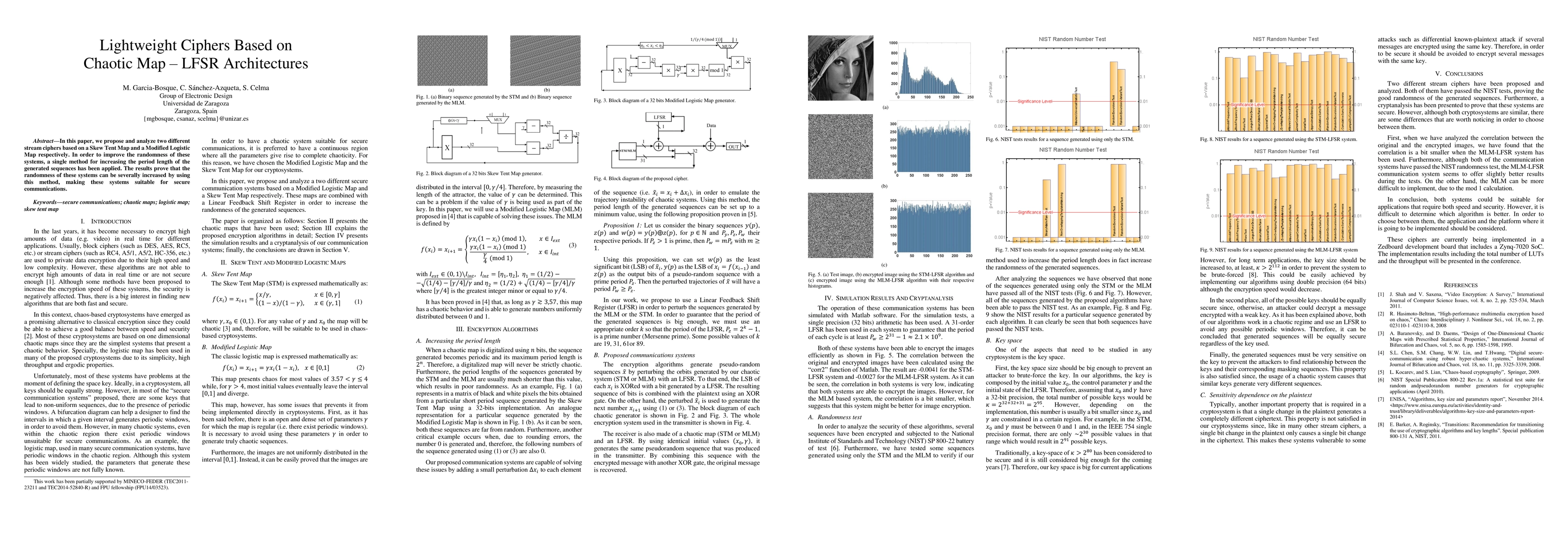 Thumbnail for Lightweight ciphers based on chaotic Map -- LFSR architectures