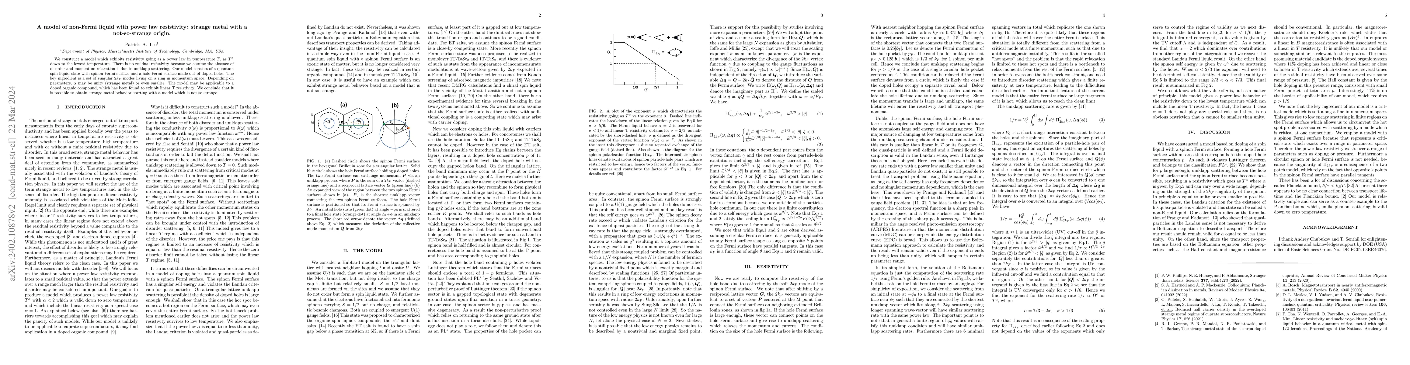 Thumbnail for A model of non-Fermi liquid with power law resistivity: strange metal
  with a not-so-strange origin