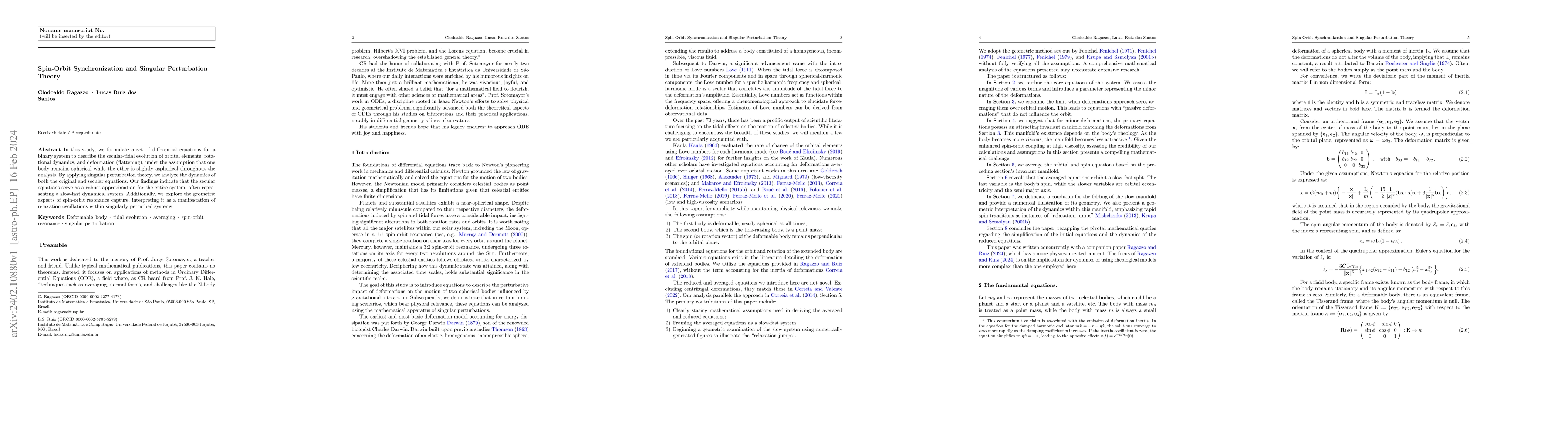 Thumbnail for Spin-Orbit Synchronization and Singular Perturbation Theory