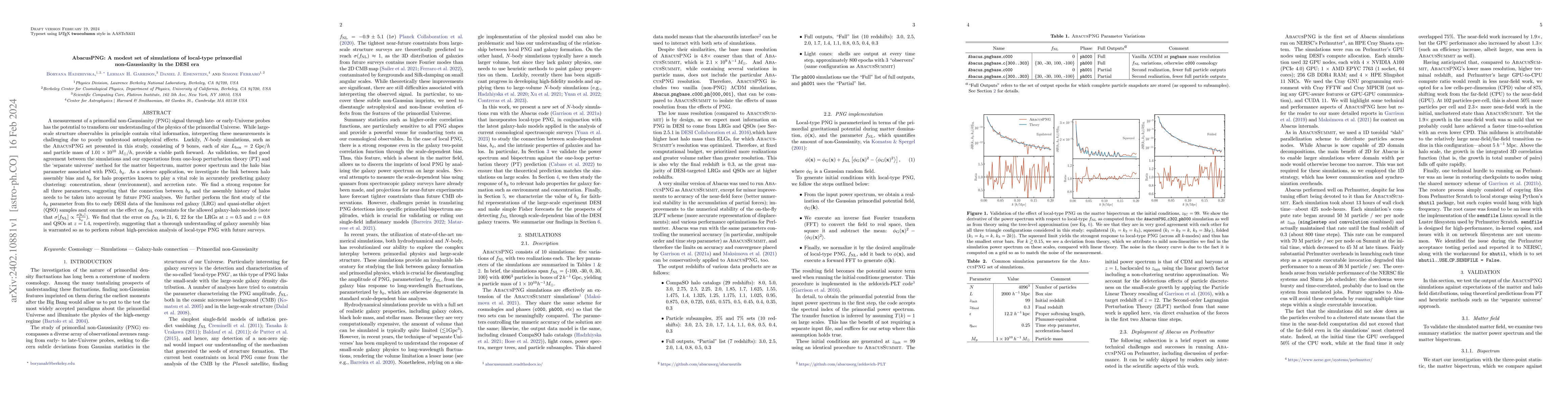 Thumbnail for AbacusPNG: A modest set of simulations of local-type primordial
  non-Gaussianity in the DESI era