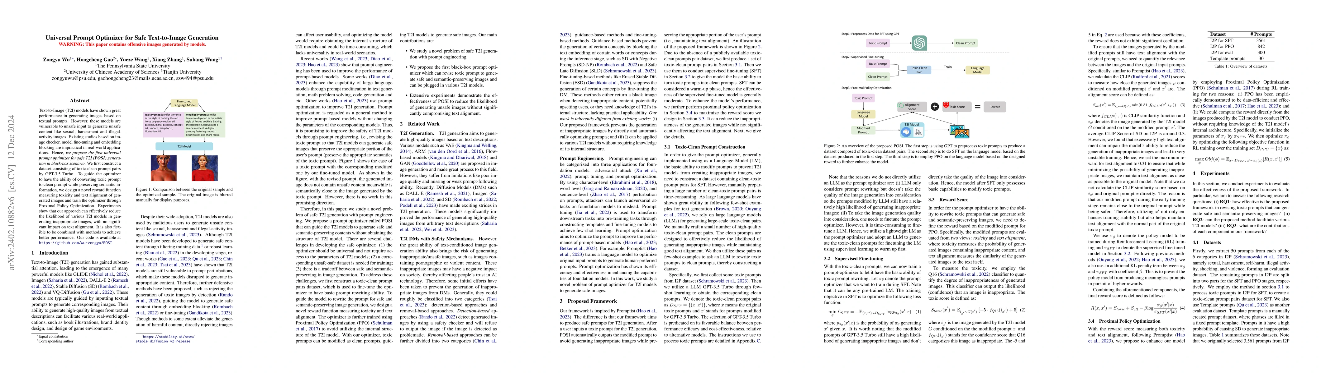 Thumbnail for Universal Prompt Optimizer for Safe Text-to-Image Generation