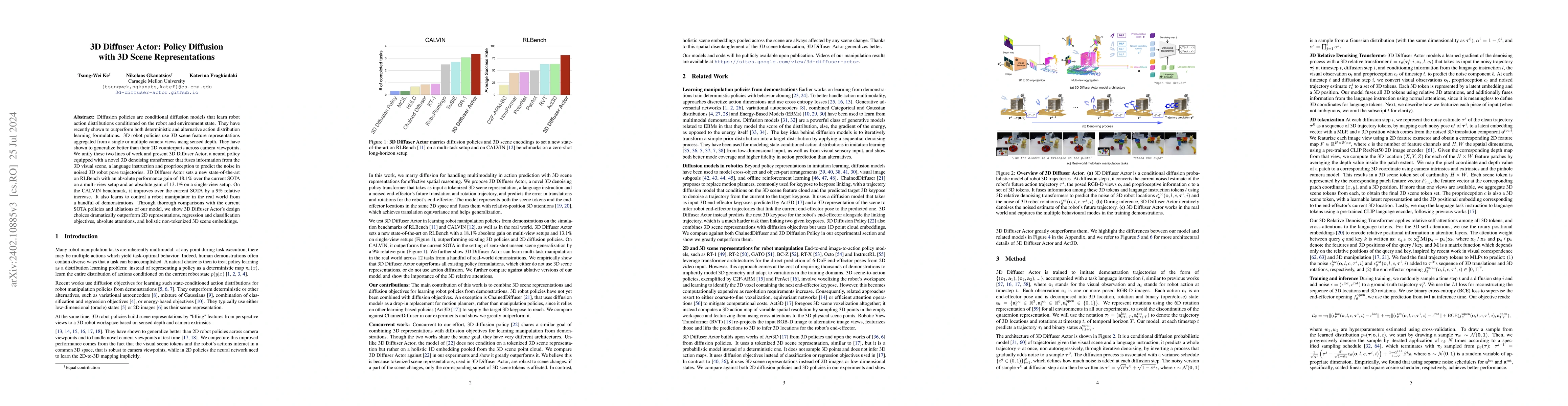 Thumbnail for 3D Diffuser Actor: Policy Diffusion with 3D Scene Representations