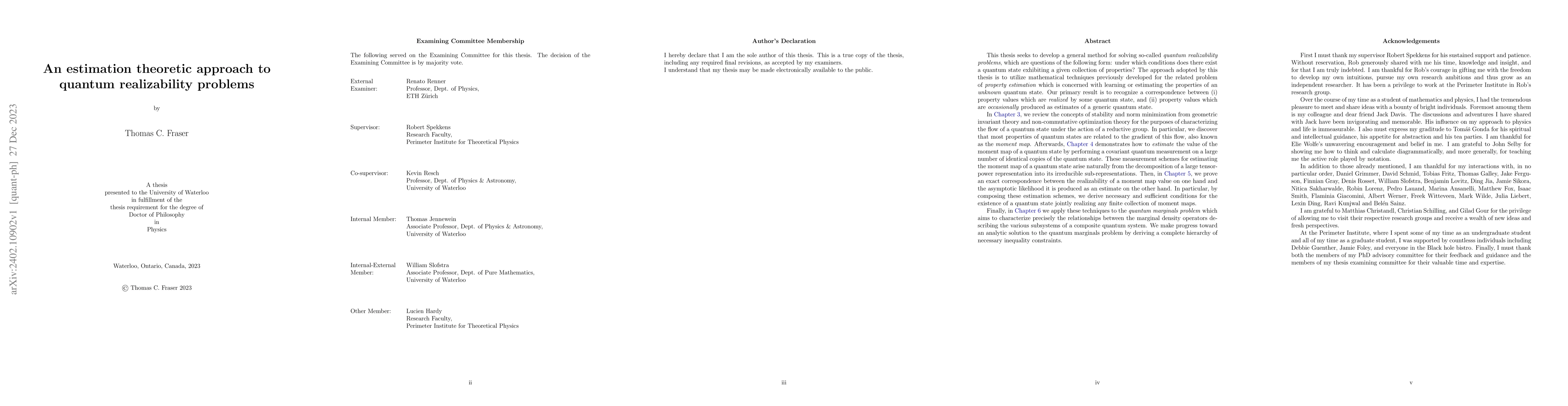 Thumbnail for An estimation theoretic approach to quantum realizability problems