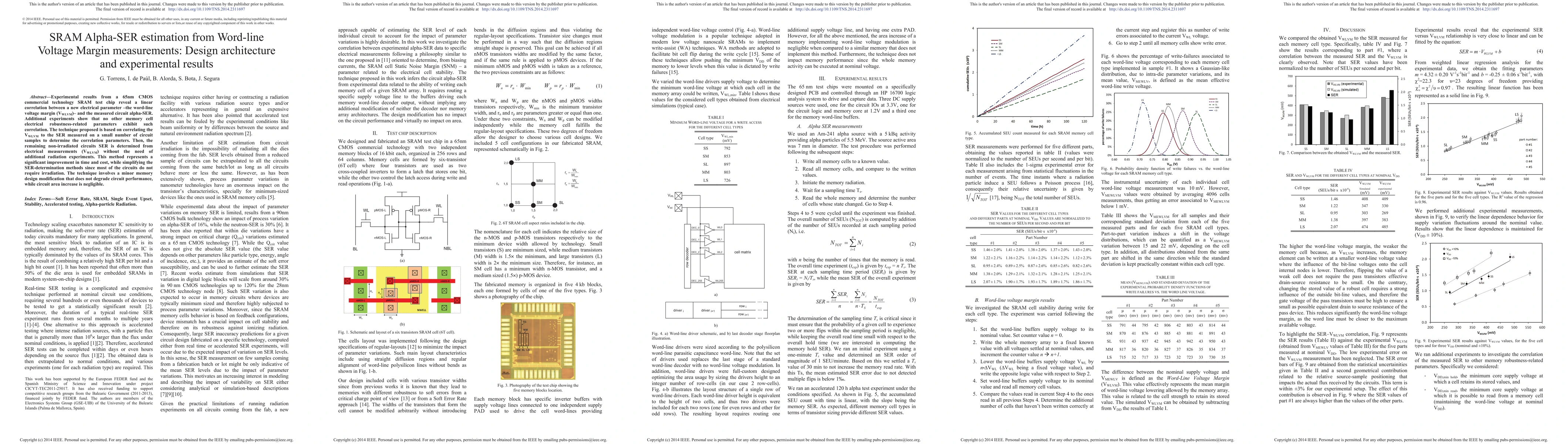 Thumbnail for SRAM Alpha-SER Estimation From Word-Line Voltage Margin Measurements:
  Design Architecture and Experimental Results