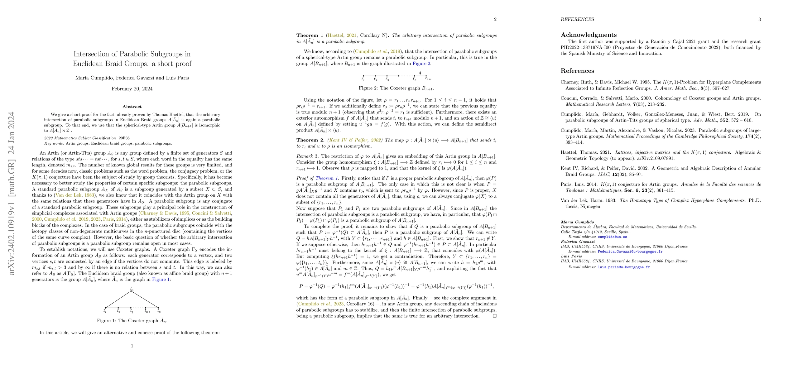 Thumbnail for Intersection of Parabolic Subgroups in Euclidean Braid Groups: a short
  proof