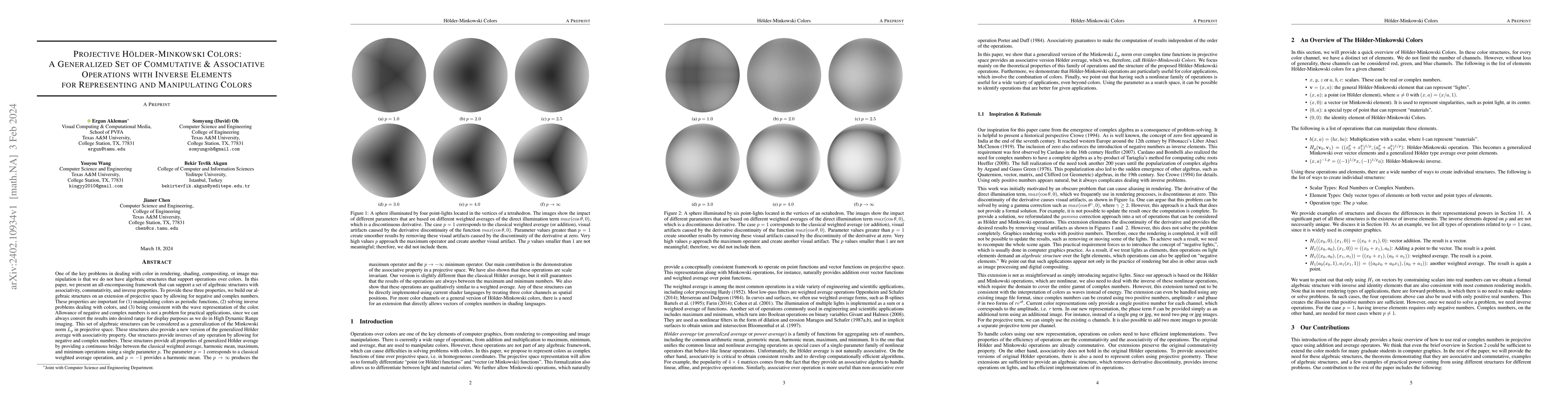 Thumbnail for Projective Holder-Minkowski Colors: A Generalized Set of Commutative &
  Associative Operations with Inverse Elements for Representing and
  Manipulating Colors