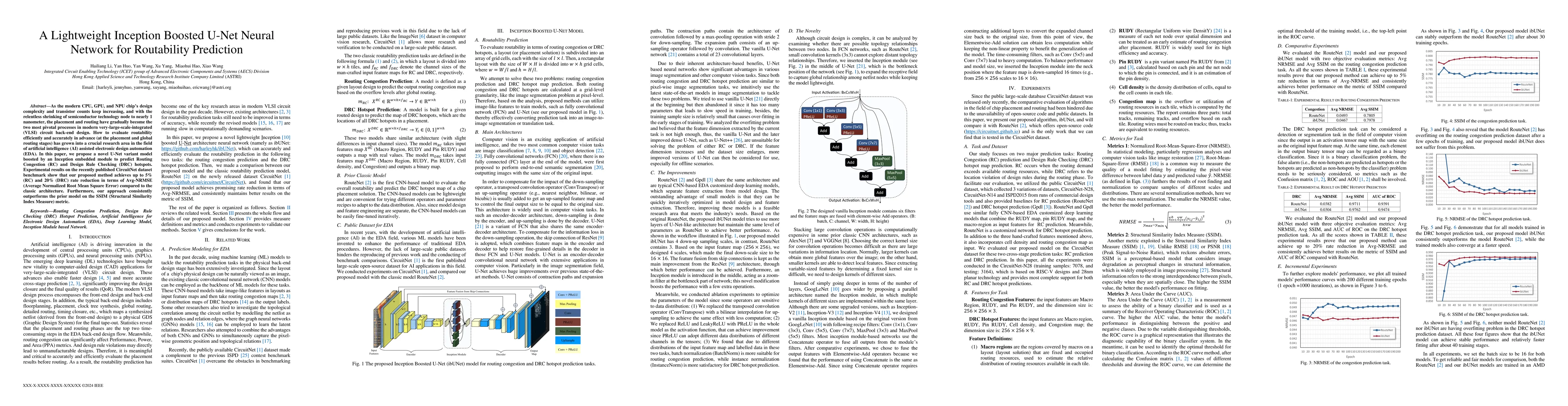 Thumbnail for A Lightweight Inception Boosted U-Net Neural Network for Routability
  Prediction