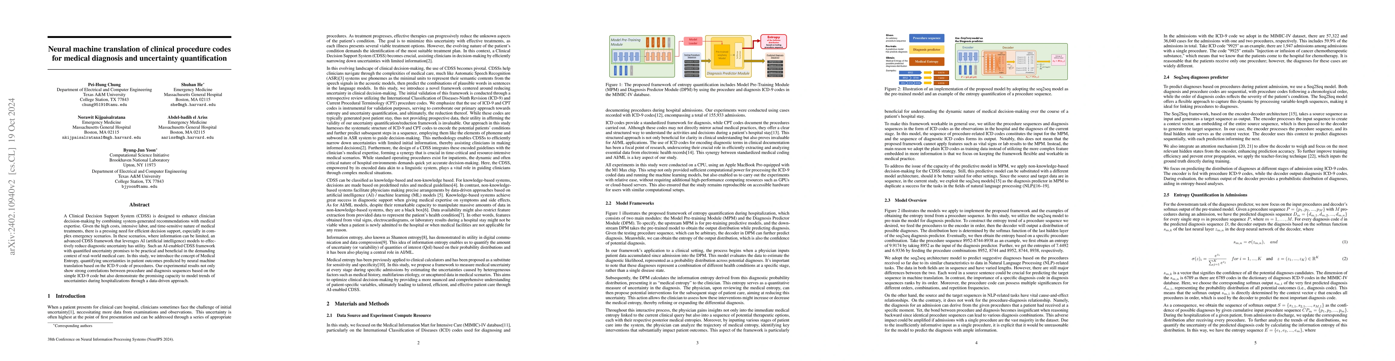 Thumbnail for Neural machine translation of clinical procedure codes for medical
  diagnosis and uncertainty quantification
