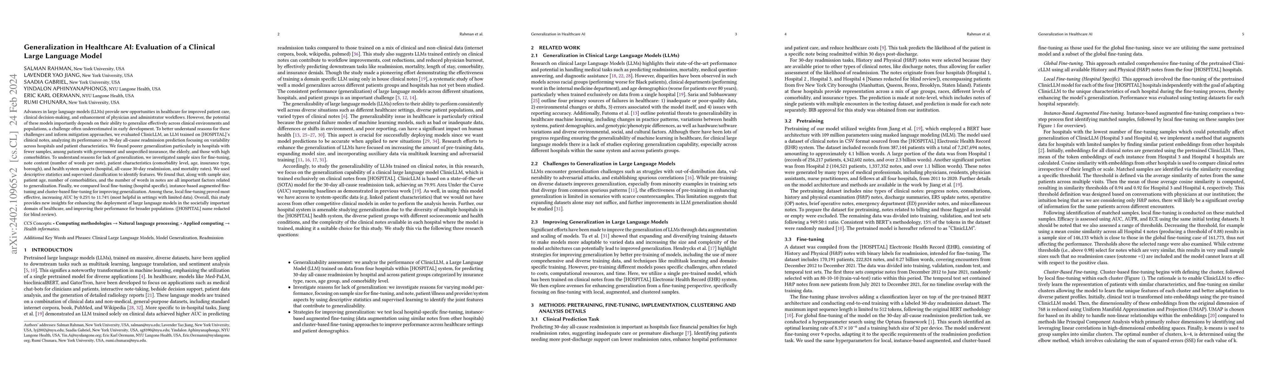 Thumbnail for Generalization in Healthcare AI: Evaluation of a Clinical Large Language
  Model
