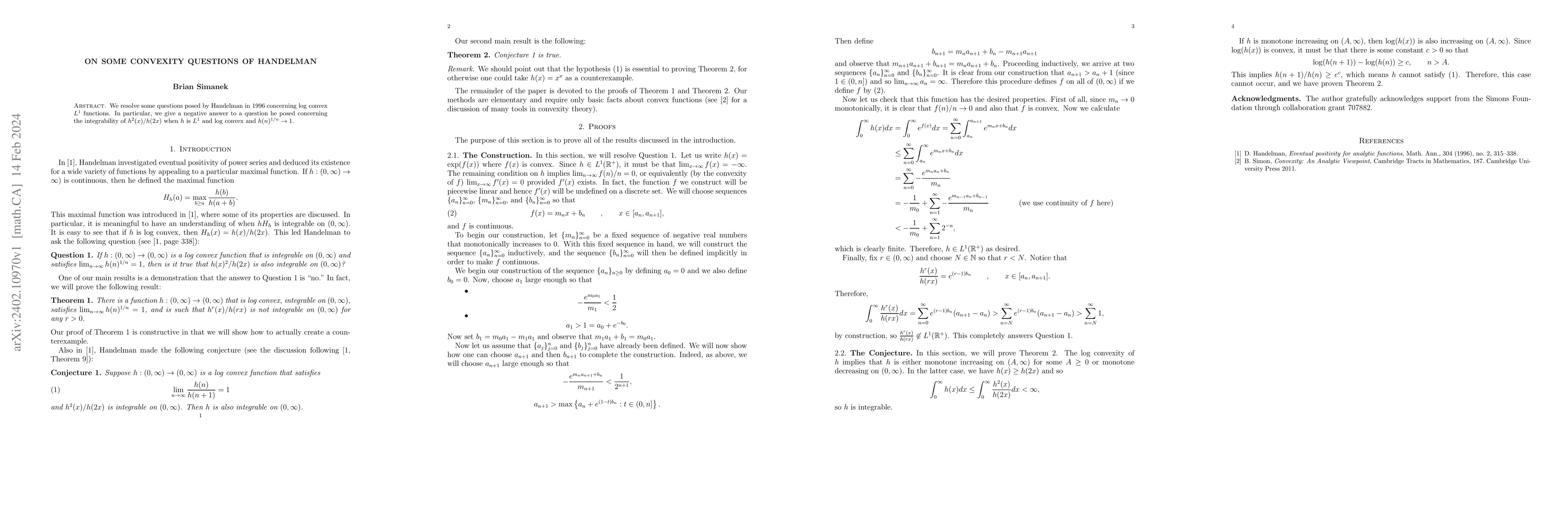 Thumbnail for On Some Convexity Questions of Handelman