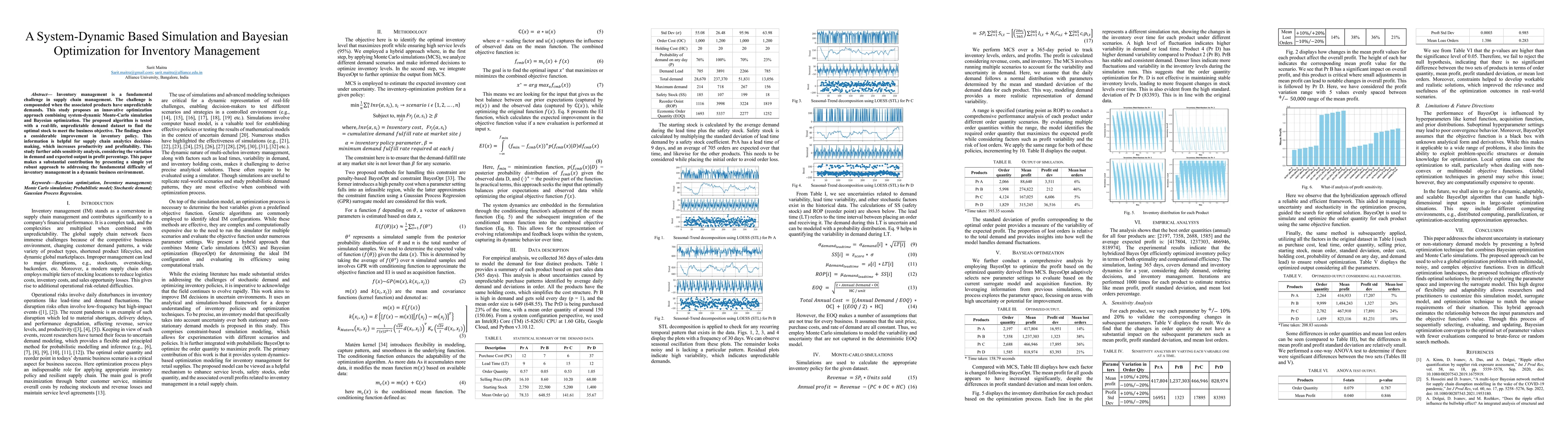 Thumbnail for A System-Dynamic Based Simulation and Bayesian Optimization for
  Inventory Management