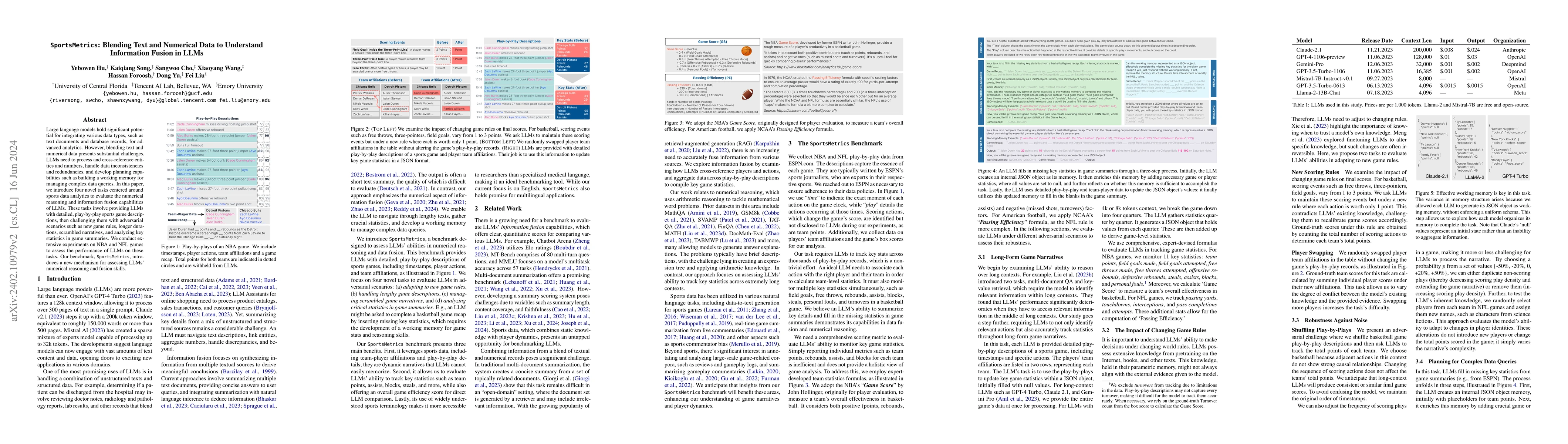 Thumbnail for SportsMetrics: Blending Text and Numerical Data to Understand
  Information Fusion in LLMs