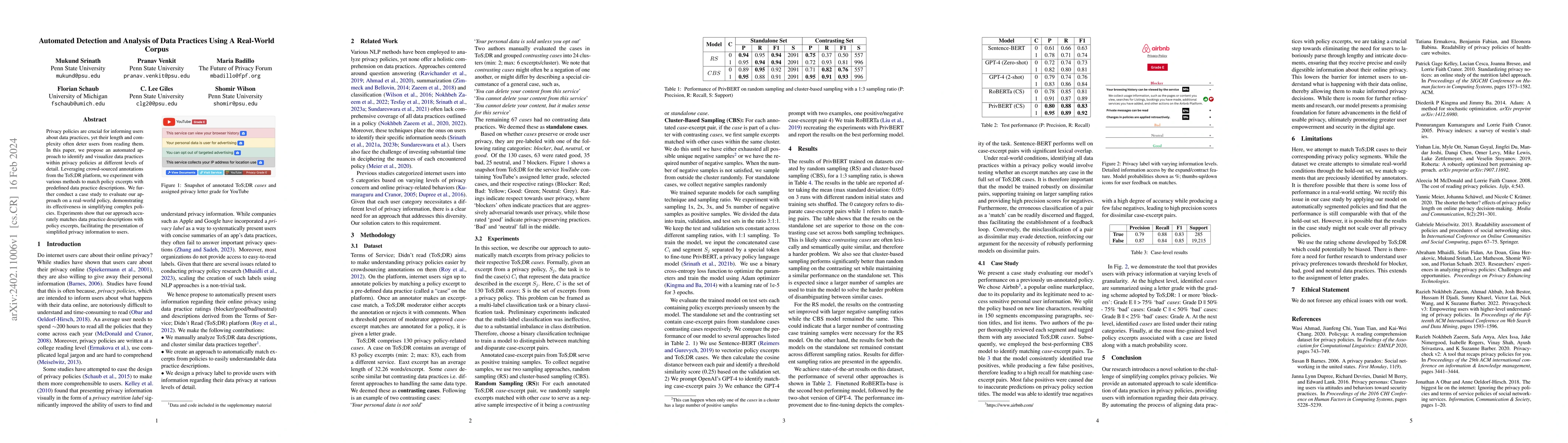 Thumbnail for Automated Detection and Analysis of Data Practices Using A Real-World
  Corpus