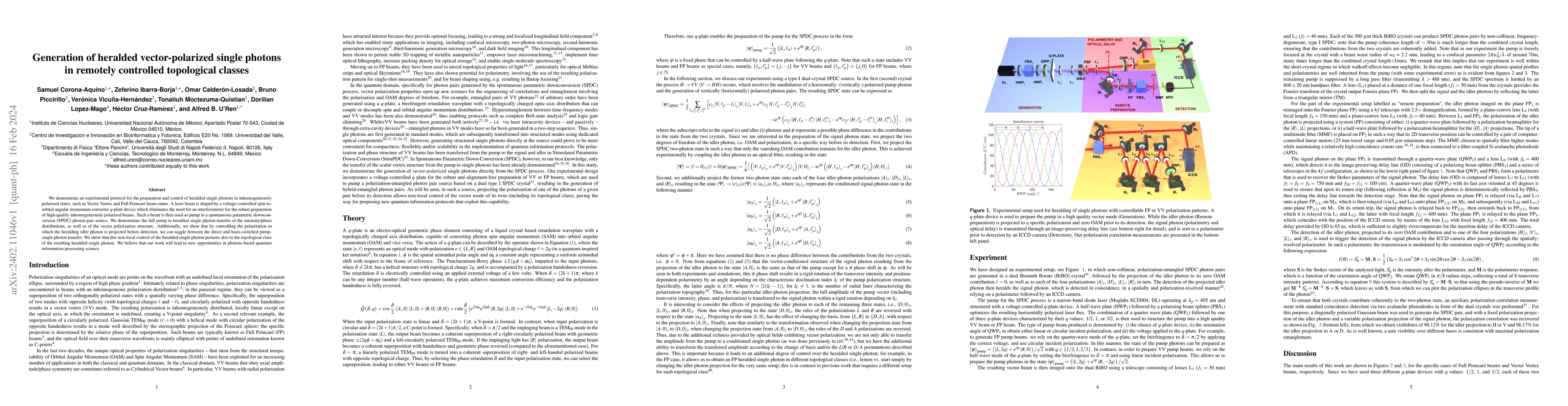 Thumbnail for Generation of heralded vector-polarized single photons in remotely
  controlled topological classes