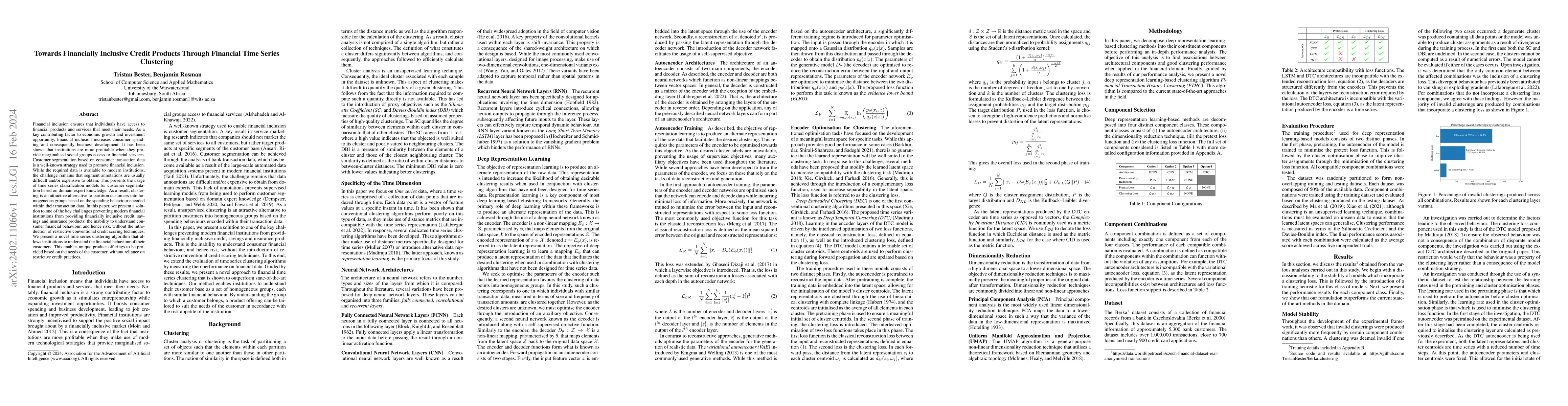 Thumbnail for Towards Financially Inclusive Credit Products Through Financial Time
  Series Clustering