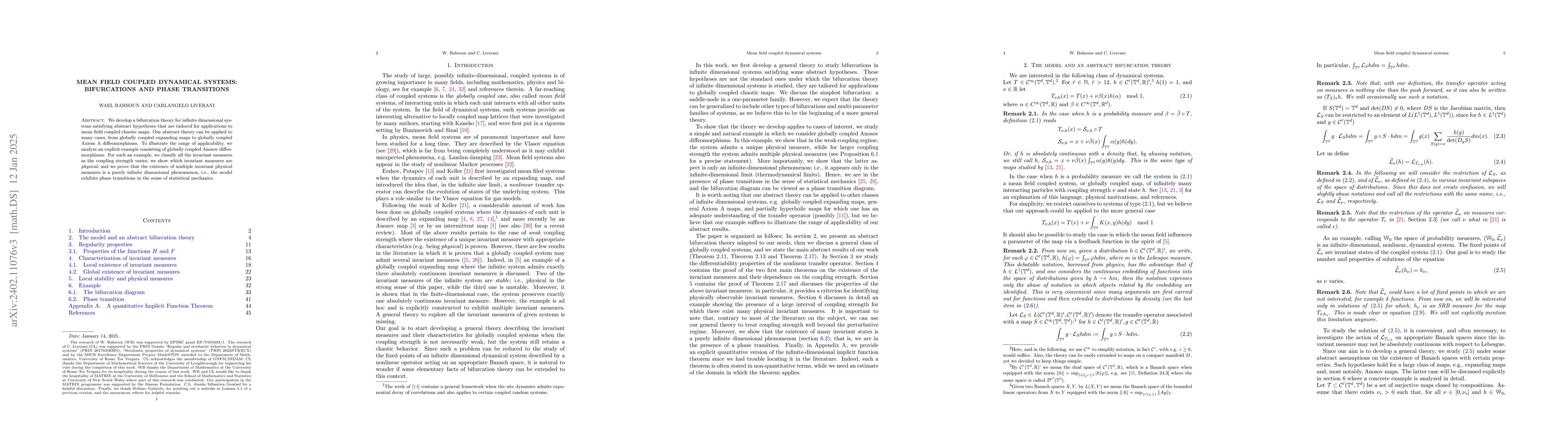 Thumbnail for Mean field coupled dynamical systems: Bifurcations and phase transitions