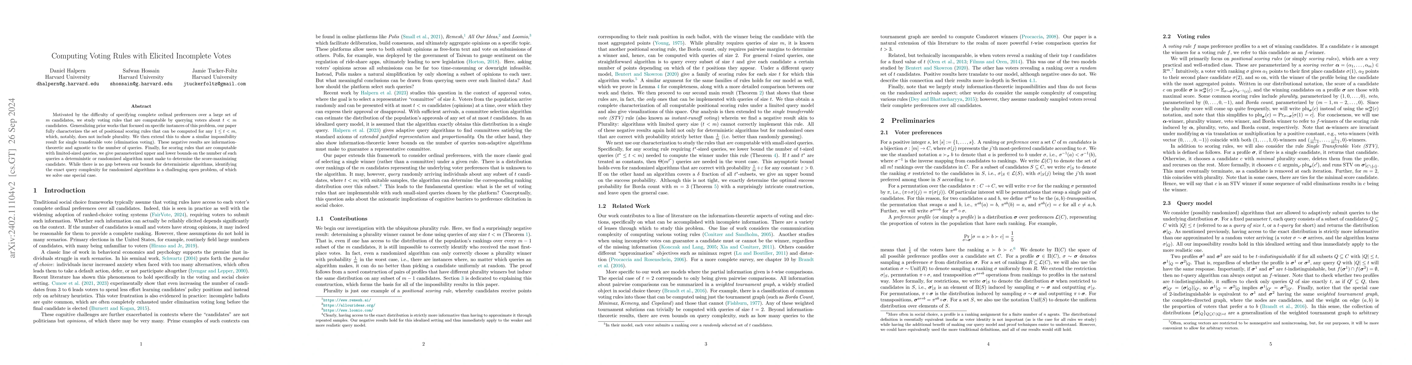 Thumbnail for Computing Voting Rules with Elicited Incomplete Votes