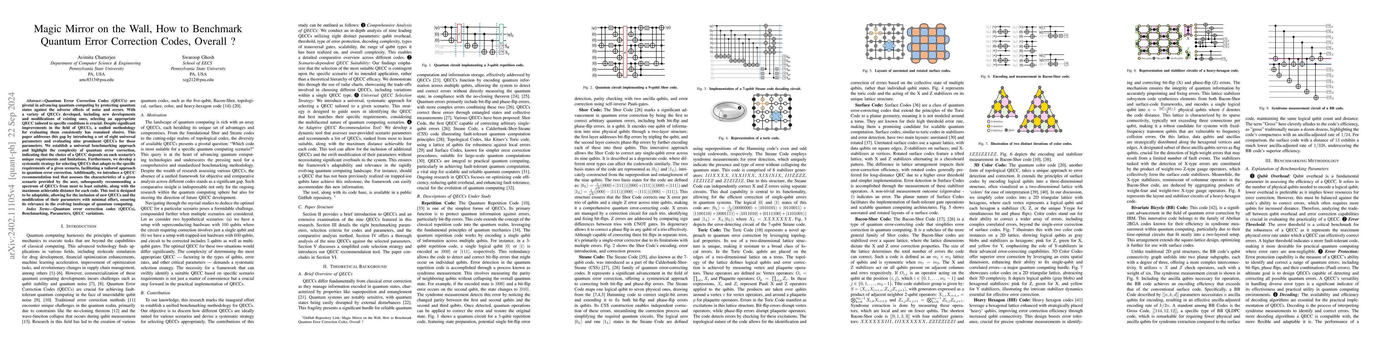 Thumbnail for Magic Mirror on the Wall, How to Benchmark Quantum Error Correction
  Codes, Overall ?