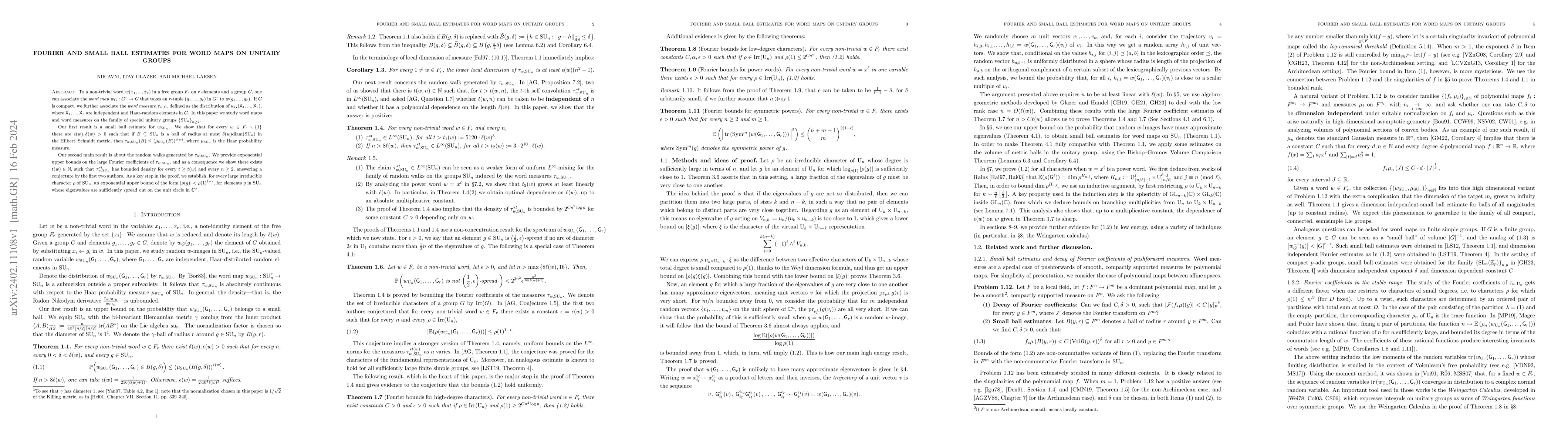Thumbnail for Fourier and small ball estimates for word maps on unitary groups