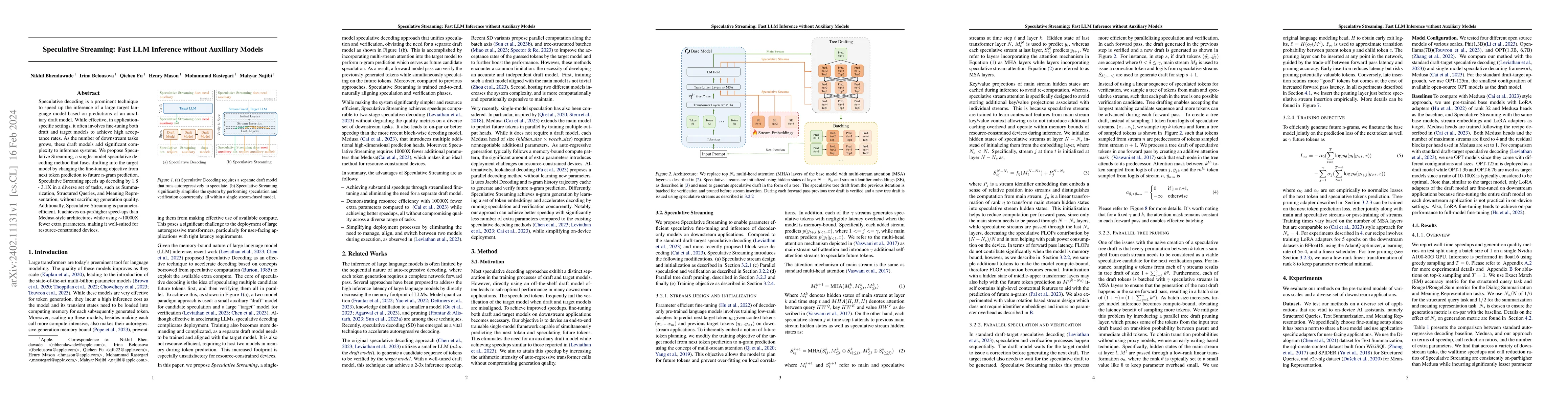 Thumbnail for Speculative Streaming: Fast LLM Inference without Auxiliary Models