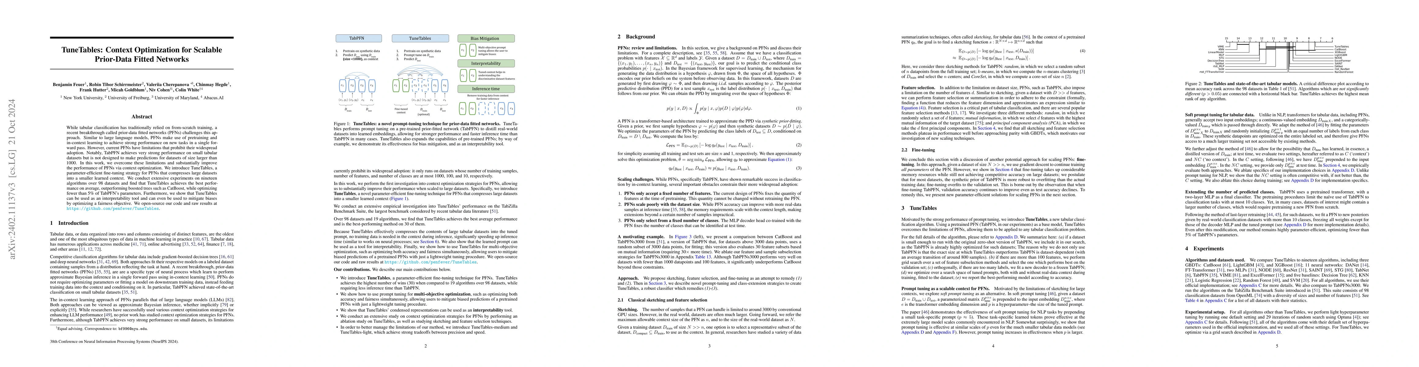 Thumbnail for TuneTables: Context Optimization for Scalable Prior-Data Fitted Networks