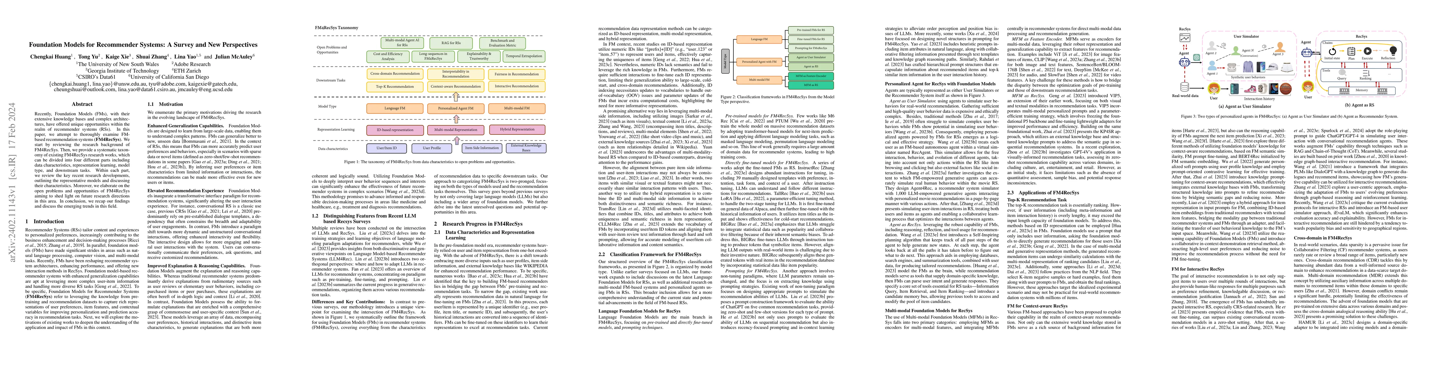 Thumbnail for Foundation Models for Recommender Systems: A Survey and New Perspectives
