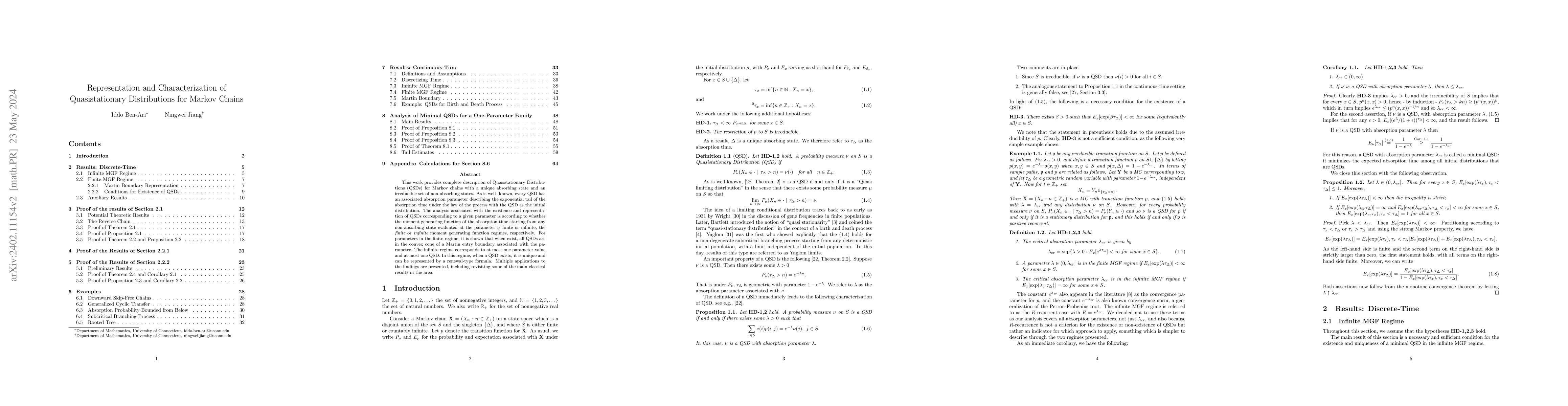 Thumbnail for Representation and Characterization of Quasistationary Distributions for
  Markov Chains