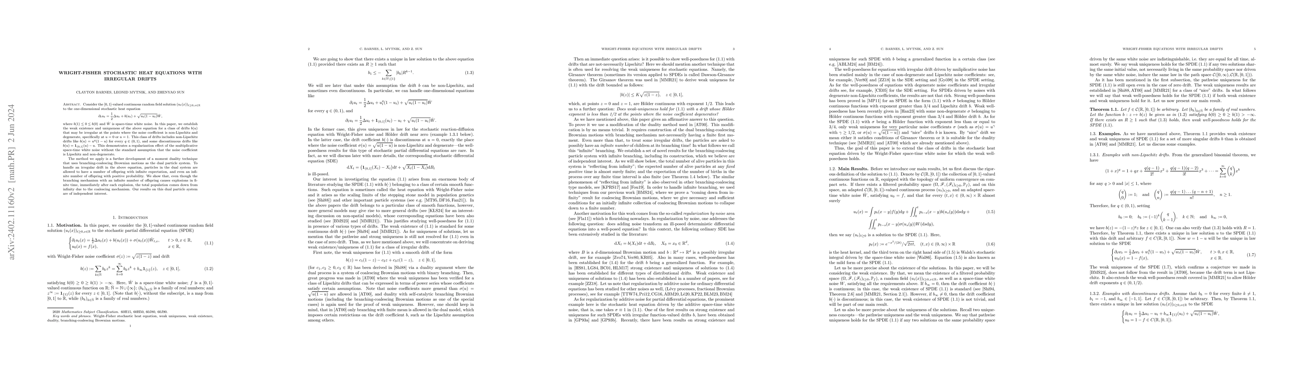 Thumbnail for Wright-Fisher stochastic heat equations with irregular drifts