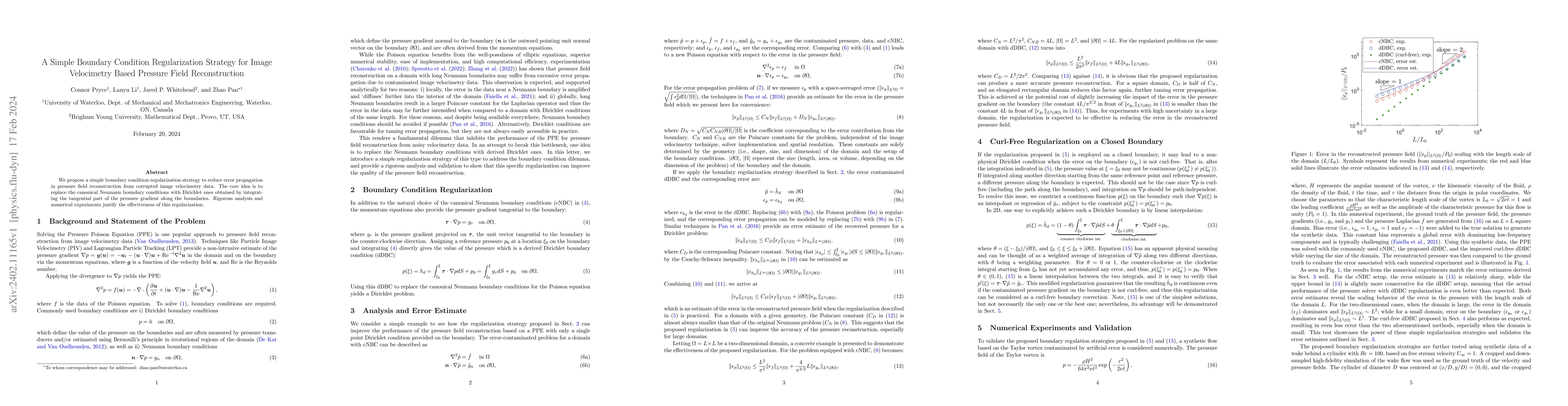 Thumbnail for A Simple Boundary Condition Regularization Strategy for Image
  Velocimetry Based Pressure Field Reconstruction