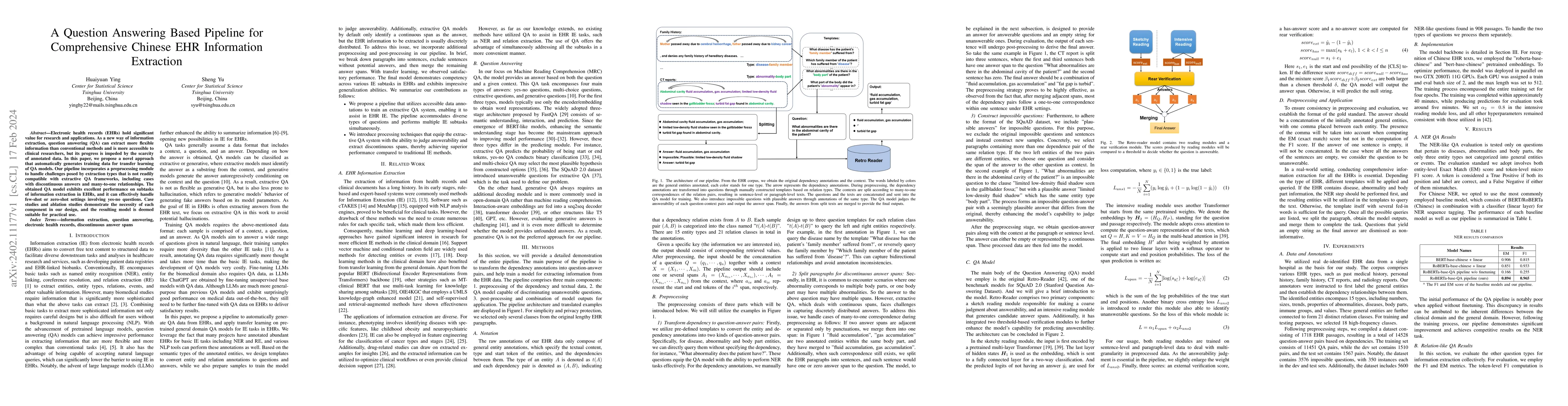 Thumbnail for A Question Answering Based Pipeline for Comprehensive Chinese EHR
  Information Extraction