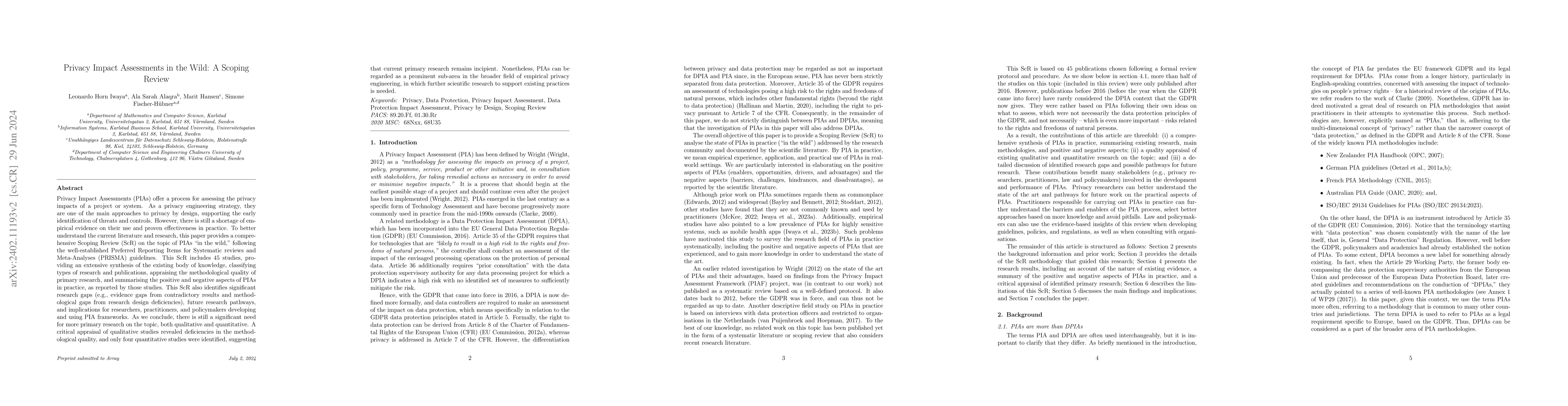 Thumbnail for Privacy Impact Assessments in the Wild: A Scoping Review