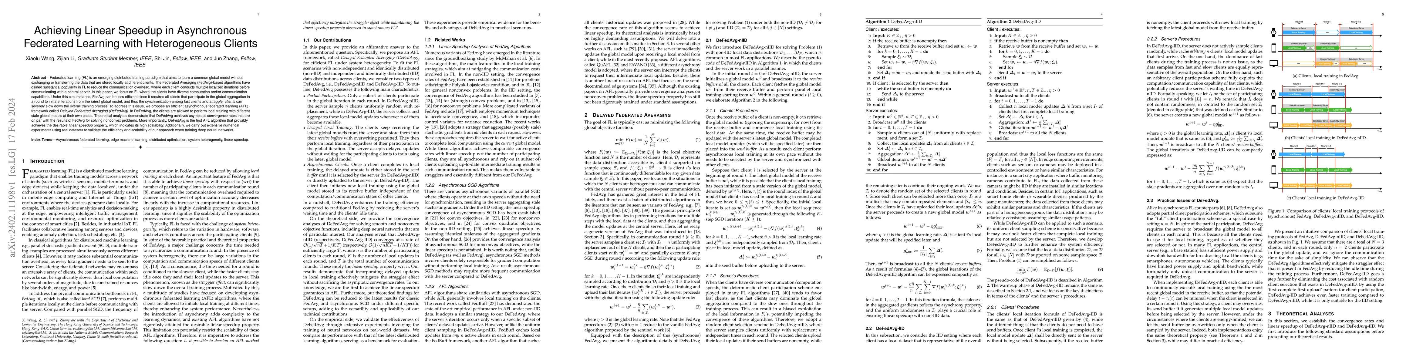 Thumbnail for Achieving Linear Speedup in Asynchronous Federated Learning with
  Heterogeneous Clients