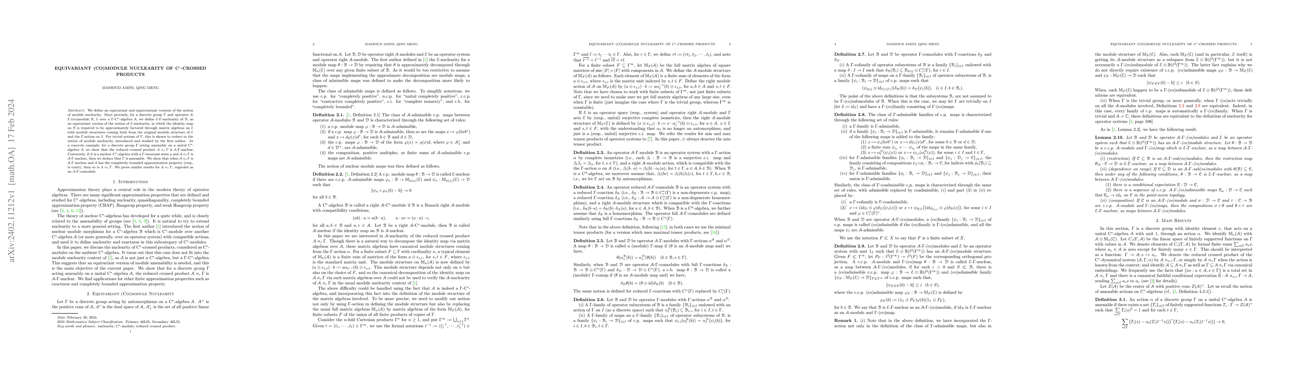 Thumbnail for Equivariant (co)module nuclearity of $C^*$-crossed products