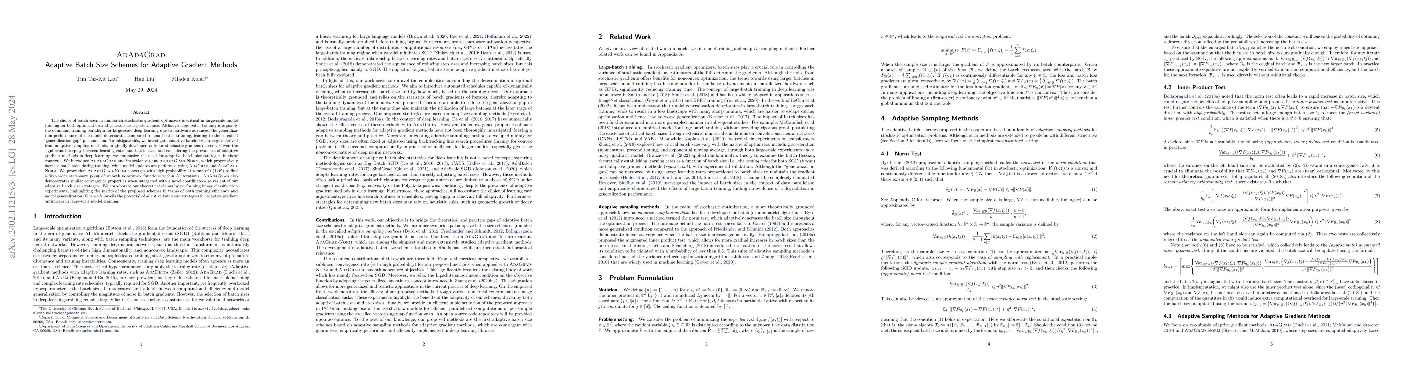 Thumbnail for AdAdaGrad: Adaptive Batch Size Schemes for Adaptive Gradient Methods