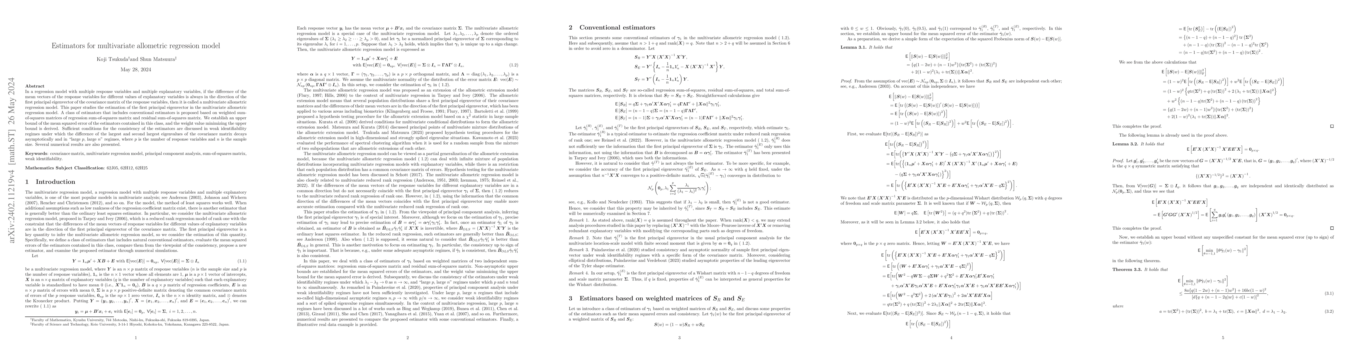 Thumbnail for Estimators for multivariate allometric regression model