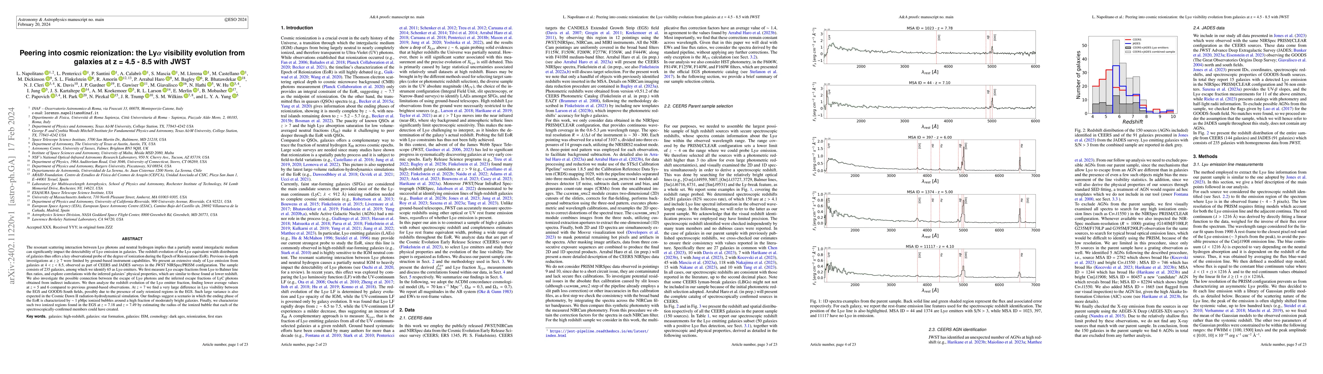 Thumbnail for Peering into cosmic reionization: the Ly$\alpha$ visibility evolution
  from galaxies at $z$ = 4.5-8.5 with JWST