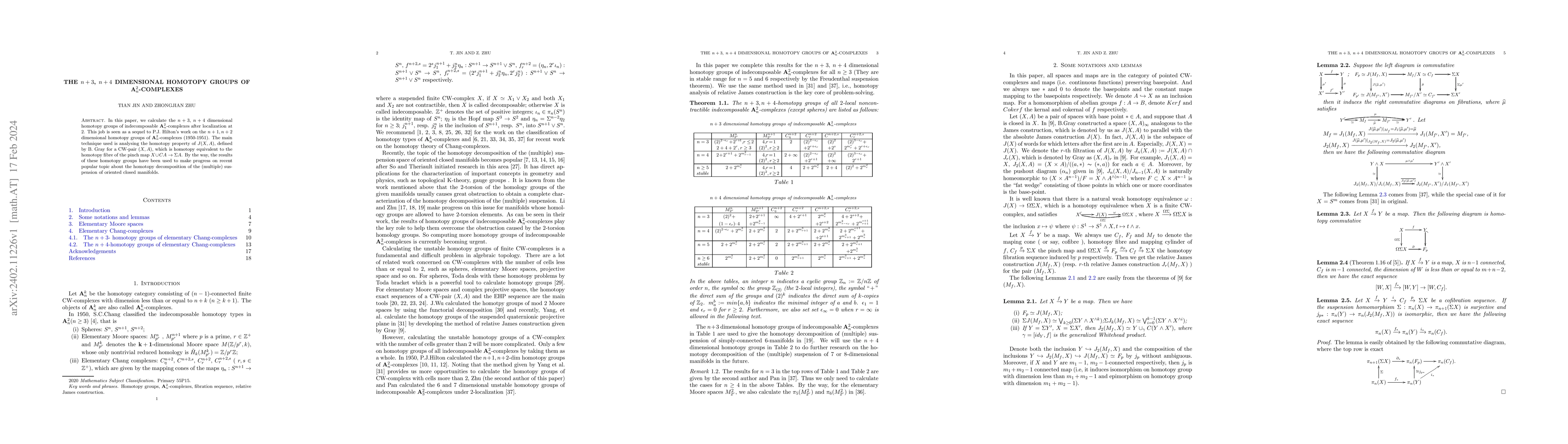Thumbnail for The $n+3$, $n+4$ dimensional homotopy groups of
  $\mathbf{A}_n^2$-complexes